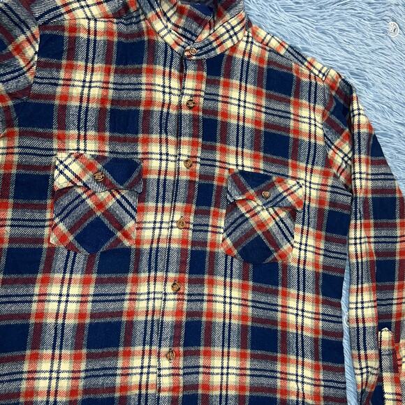 VINTAGE JCPenney Button Up Flannel Shirt Size Large Tall Mens Shop Plaid 80s - Picture 9 of 12